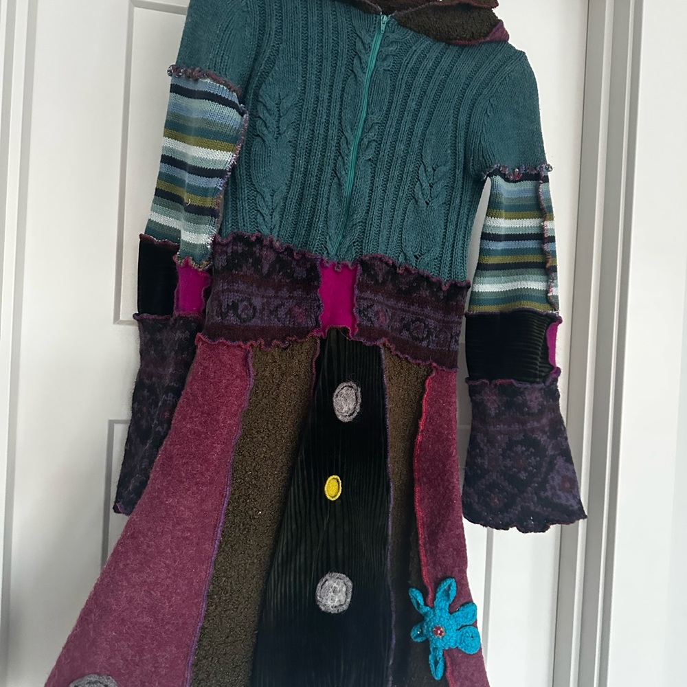 KATWISE ORIGINAL HOODIE DRESS Multicolor Patchwork Knit Dress